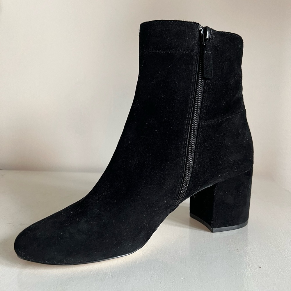 Cole Haan black suede side zip ankle bootie.  Size 8.5